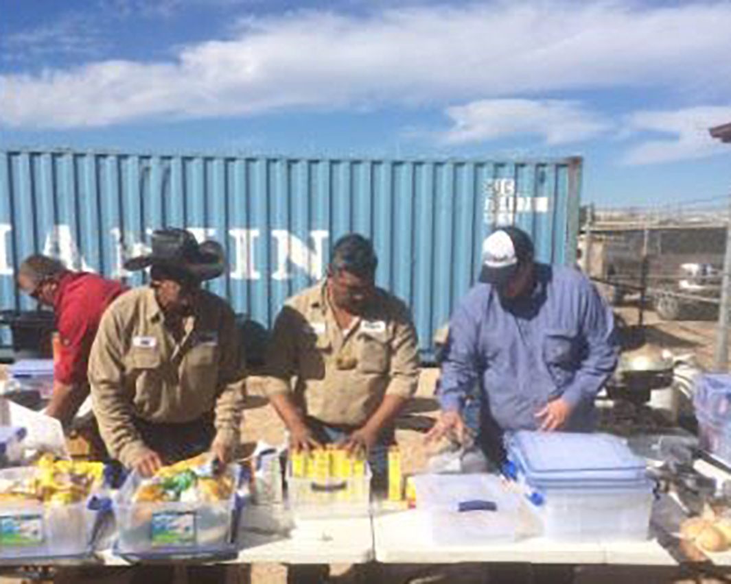 oilfield catering company serving up lunch in Pecos, TX